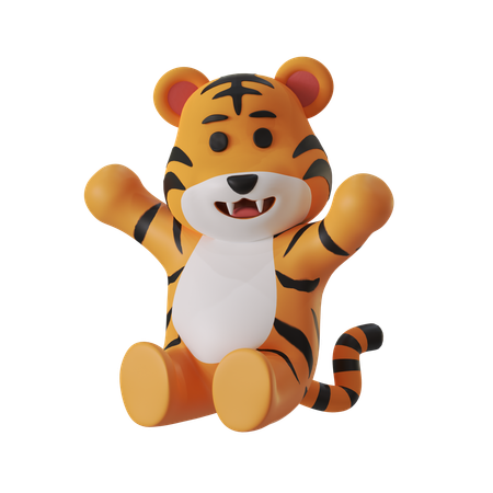 Sitzender Tiger  3D Icon