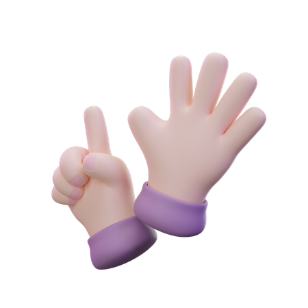 Six Finger Hand Gesture  3D Icon