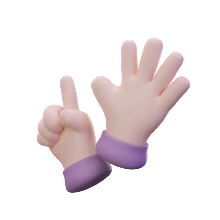 Six Finger Hand Gesture  3D Icon