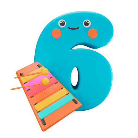 Six Number  3D Illustration