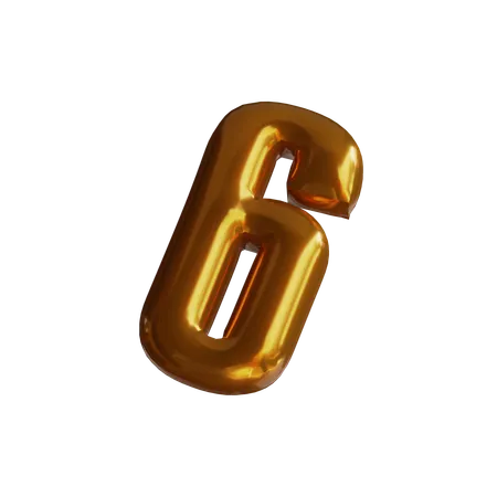 Six Number Balloon  3D Icon