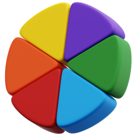 Six Part Colorful Diagram  3D Icon