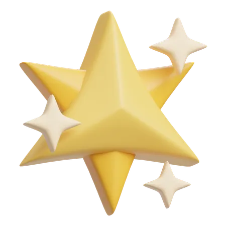 Six Point Gold Star  3D Icon