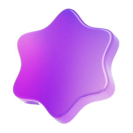 Six Pointed Rounded Star Shape  3D Icon