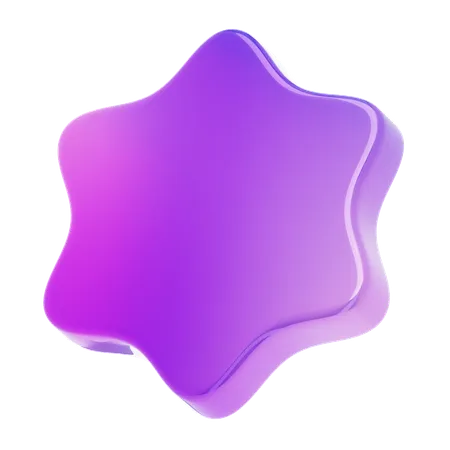 Six Pointed Rounded Star Shape  3D Icon