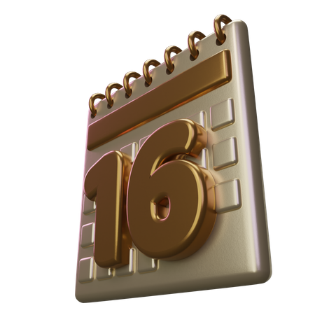 Sixteen Calendar 3D Icon