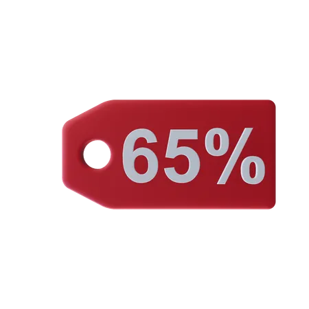 Sixty Five Percent Icon Discount With Transparent Background 3D Icon
