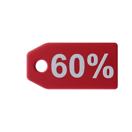 Sixty Percent Icon Discount With Transparent Background 3D Icon