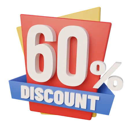 Sixty Percent Discount  3D Icon