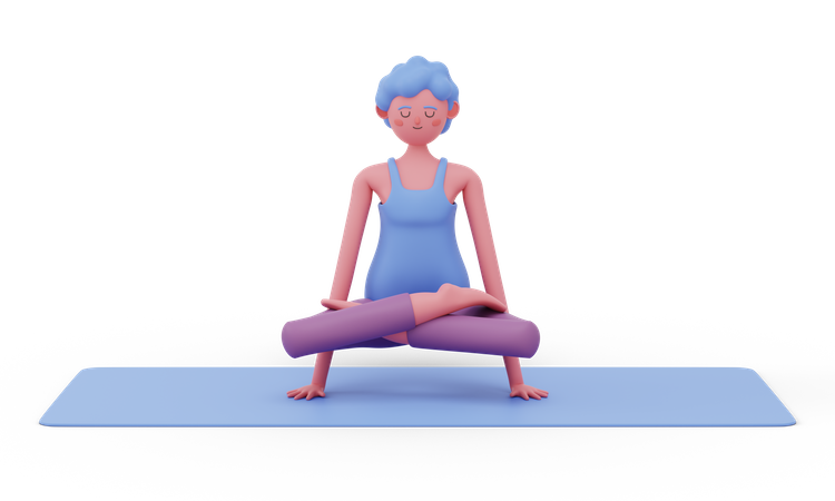 Yoga-Pose skalieren  3D Illustration