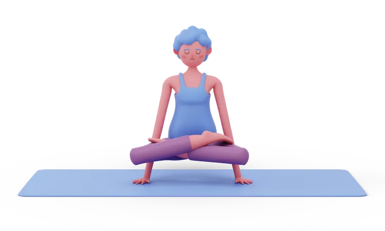 Yoga-Pose skalieren  3D Illustration