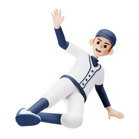 Skate Baseball Player  3D Illustration