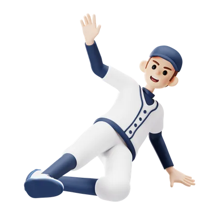 Skate Baseball Player  3D Illustration