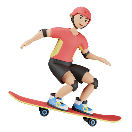 Skate Boarding  3D Illustration