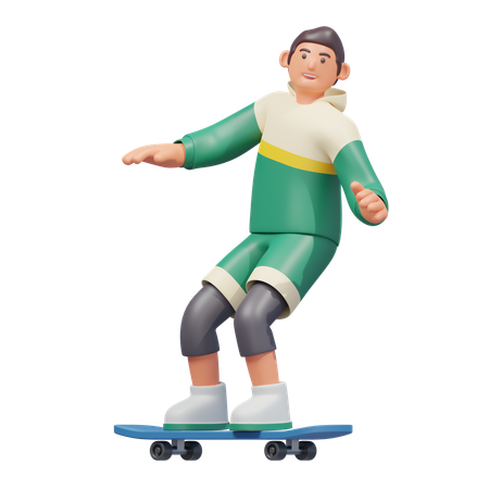 Skateboard-Pose  3D Illustration