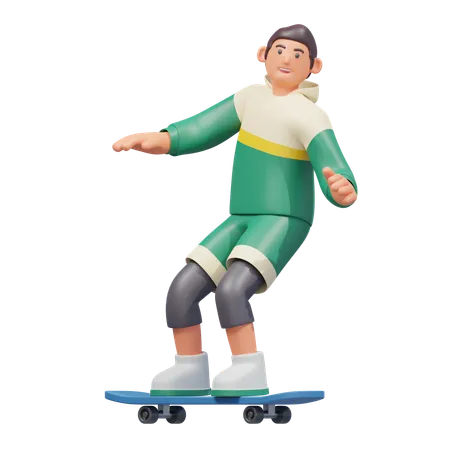 Skateboard-Pose  3D Illustration