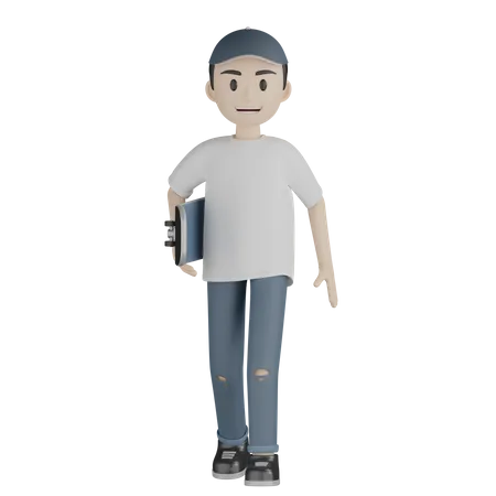 Personnage De Garcon Patineur Decontracte 3D Illustration