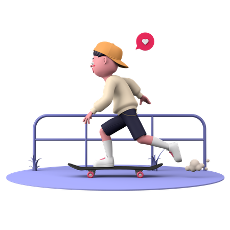 Skateboarding  3D Illustration