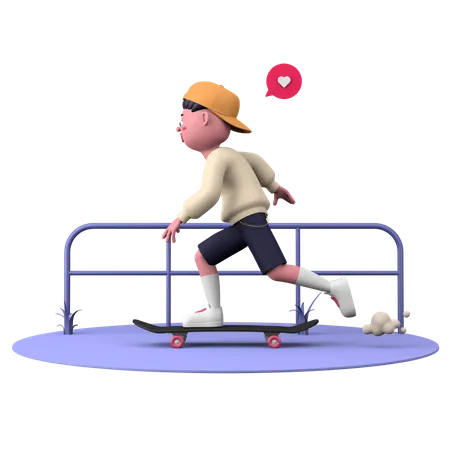 Skateboarding  3D Illustration