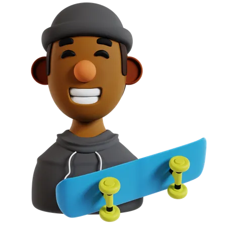 Skateboarding Avatar Icon  3D Icon