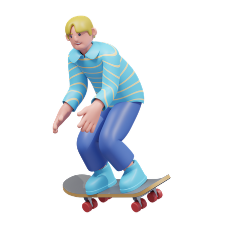 Skateboarding Enthusiast In Motion  3D Icon