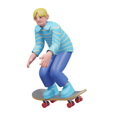 Skateboarding Enthusiast In Motion  3D Illustration