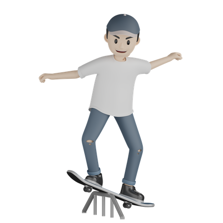 Skater Skateboard auf Rampe  3D Illustration