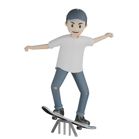 Skater Skateboard auf Rampe  3D Illustration