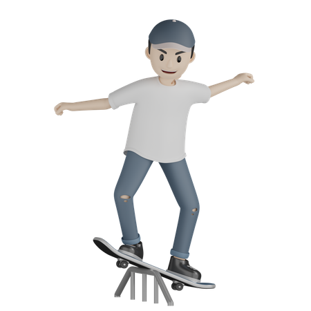 Skater skateboarding On Ramp  3D Icon