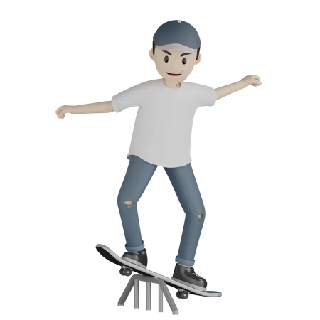 Skater skateboarding On Ramp  3D Illustration