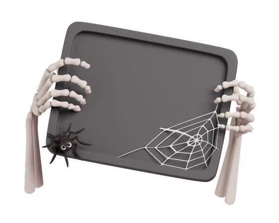 Skeleton Hand Holding A Sign 3D Icon
