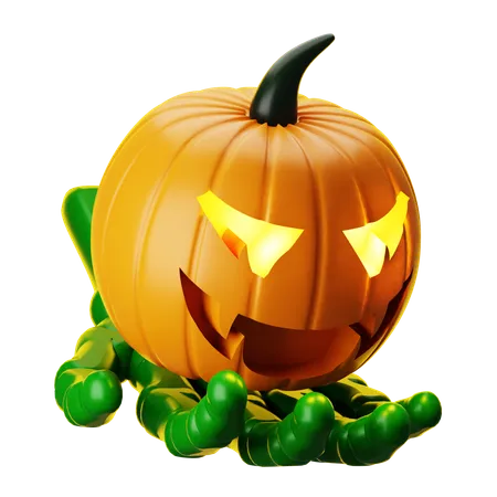 Skeleton Hand With Halloween Pumpkin  3D Icon