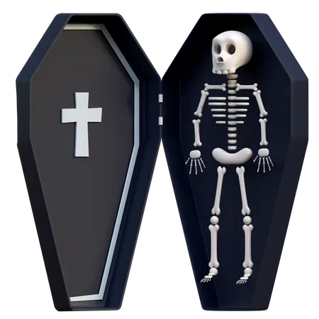 Skeleton In Coffin Halloween 3 D Icon Illustration 3D Icon