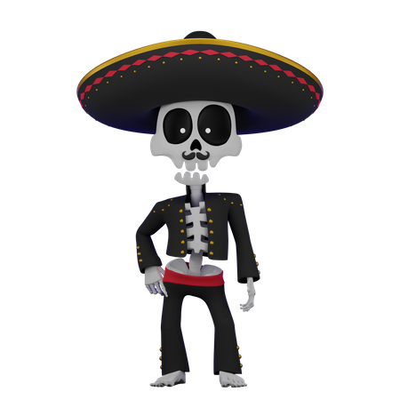 Skeleton Mexican Sombrero  3D Icon