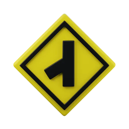 Skewed side road ahead Sign 3d icon  3D Icon