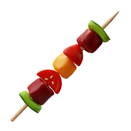 3 D Render Illustration Meat Skewer With Cheese And Vegetables 3D Icon