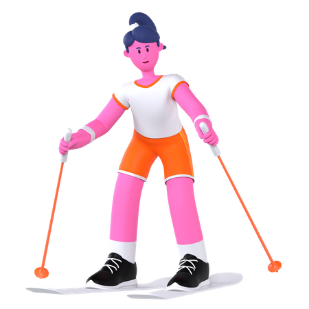 Ski Player  3D Illustration