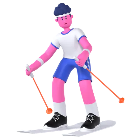 Ski Player  3D Illustration