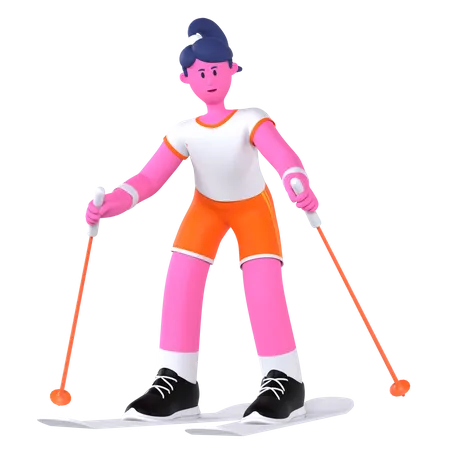 Ski Player  3D Illustration