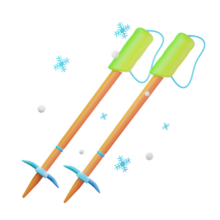 Ski Sticks  3D Icon