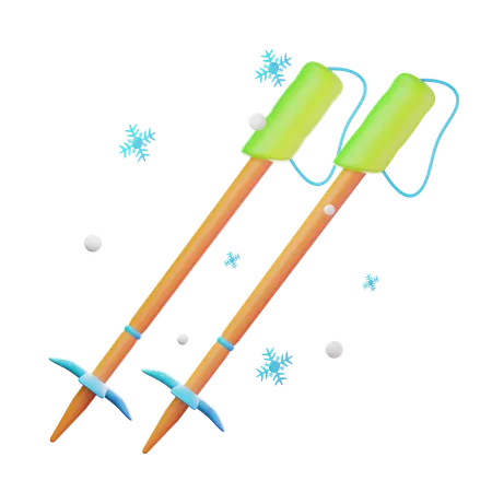 Ski Sticks  3D Icon