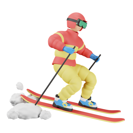 Skifahren  3D Illustration