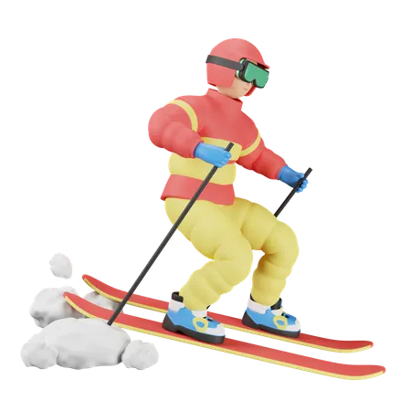 스키 타기  3D Icon