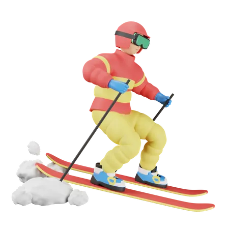 Skiing  3D Illustration