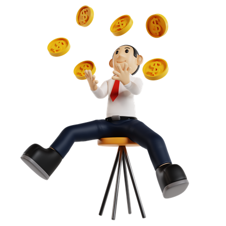 Skillful Businessman Juggling Wealth  3D Illustration