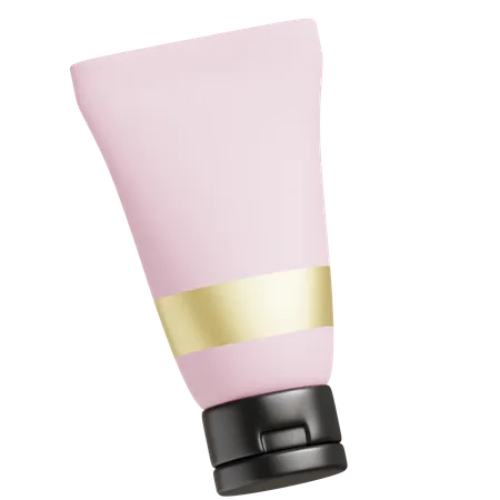 3 D Render Of A Pink Skincare Cream Tube With Gold Accent 3D Icon