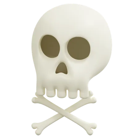Skull And Bone 3 D Icon Halloween Illustration 3D Icon