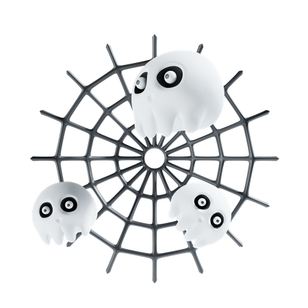 Skull and cobweb  3D Icon