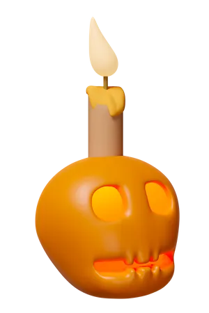 3 D Halloween Holiday Party With Skull Candle Isolated 3D Icon