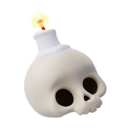 Skull With Burning Candle Halloween Holiday Concept 3D Icon